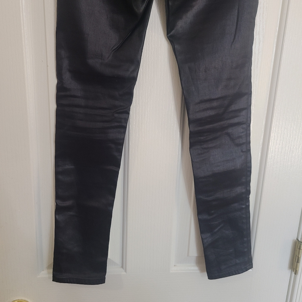 AG The Legging Ankle Super Skinny Black Coated Jeans Size 25 - Picture 12 of 15